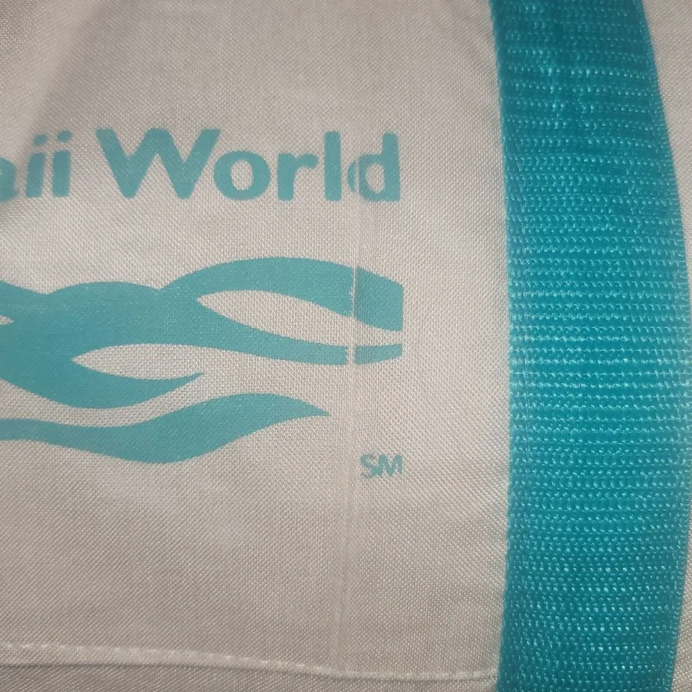 HAWAII WORLD - Vintage UNITED AIRLINES White Teal Strap Carry-On Duffle Bag